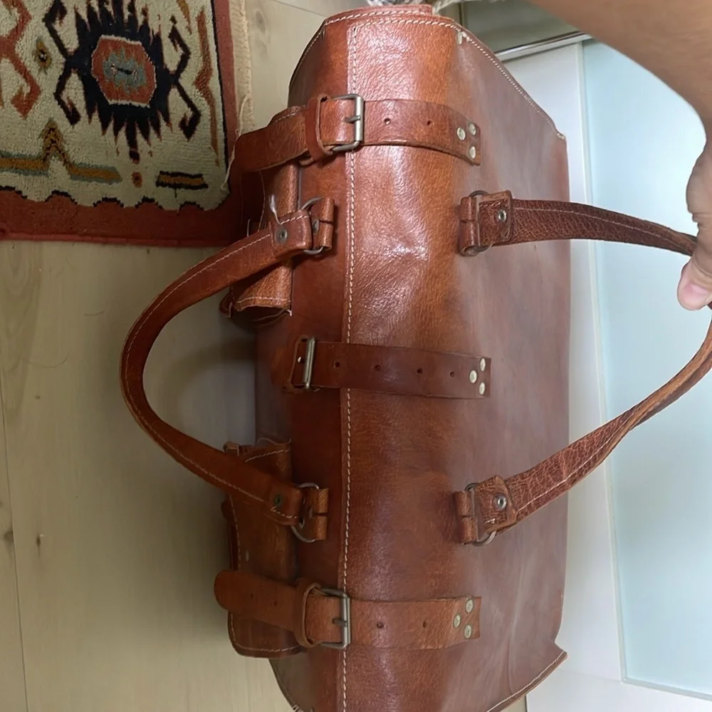Vintage genuine Leather weekender travel bag